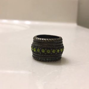 Bronze ring with green stones